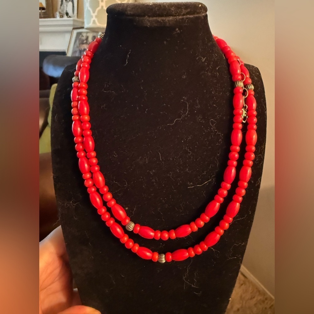 Vintage Cynthia Pollack Red Beaded Necklace